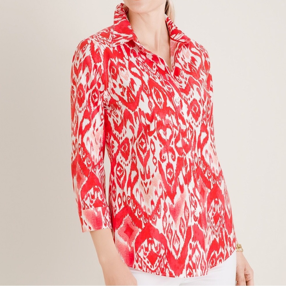 Chico’s NO-IRON Cotton-Blend Stretch Shirt Size XXL